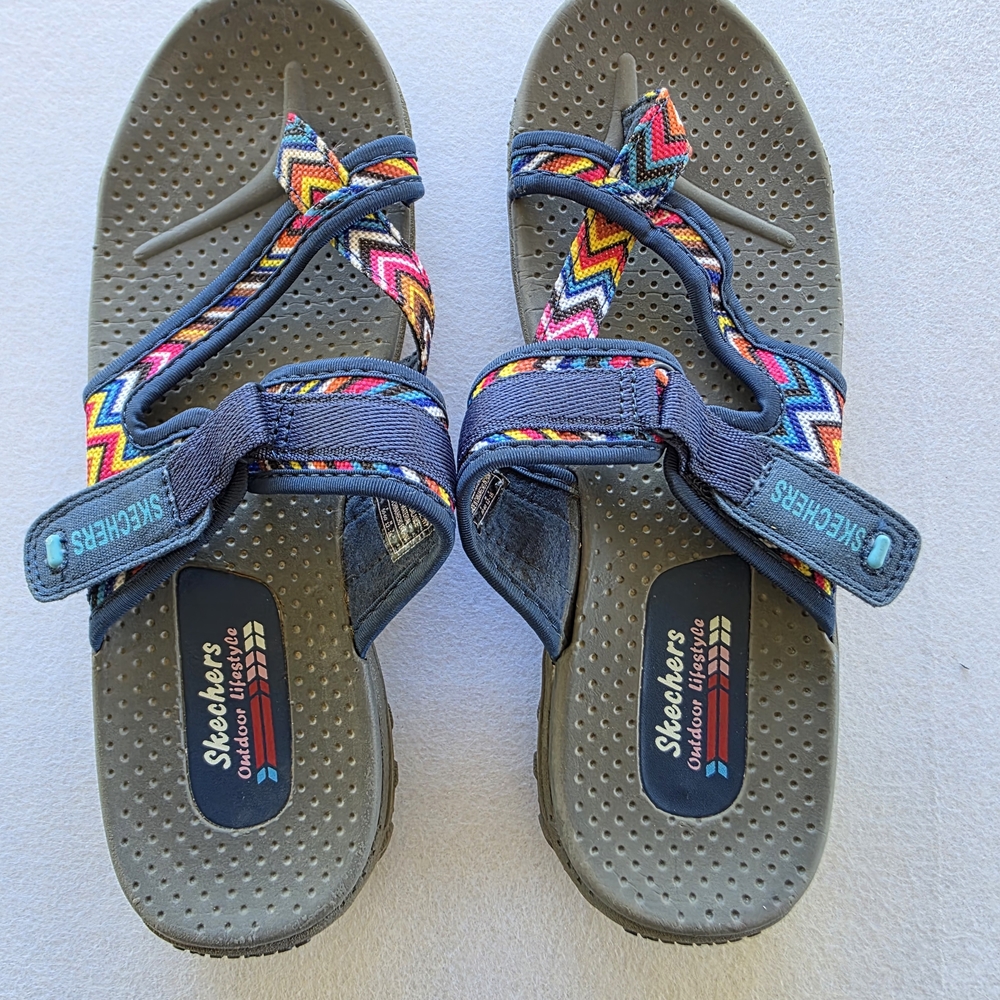 Skechers Navy Multicolor Zigzag Strap Sport Sandals